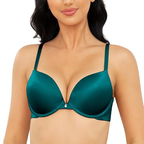 Wingslove Damen Klassiche Push-Up BH Body Make-Up Leicht Gepolstert T-Shirt Büstenhalter mit Bügel (Pfauengrün 70E) von Wingslove