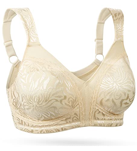 Wingslove Damen Minimizer BH ohne Bügel Große Brüste Bügelloser Entlastungs Breite Träger Vollfiguriger Komfort（Nackt 44C） von Wingslove