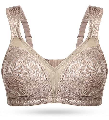 Wingslove Damen Minimizer BH ohne Bügel Große Brüste Bügelloser Entlastungs Breite Träger Vollfiguriger Komfort（Toffee 40G） von Wingslove