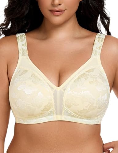 Wingslove Damen Minimizer BH ohne Bügel Große Brüste Bügelloser Entlastungs Breite Träger Vollfiguriger Komfort (Beige, 85D) von Wingslove