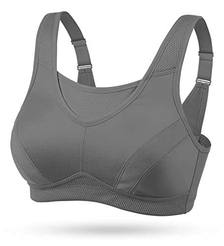 Wingslove Damen Sport BH ohne Bügel Nicht Gepolstert High Impact Bustier Halt Joggen BH (Grau 100D) von Wingslove