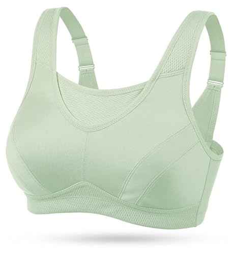Wingslove Damen Sport BH ohne Bügel Nicht Gepolstert High Impact Bustier Halt Joggen BH(Grün,44D/100D) von Wingslove