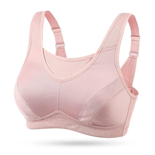 Wingslove Damen Sport BH ohne Bügel Nicht Gepolstert High Impact Bustier Halt Joggen BH(Rosa,36DDD/80F) von Wingslove