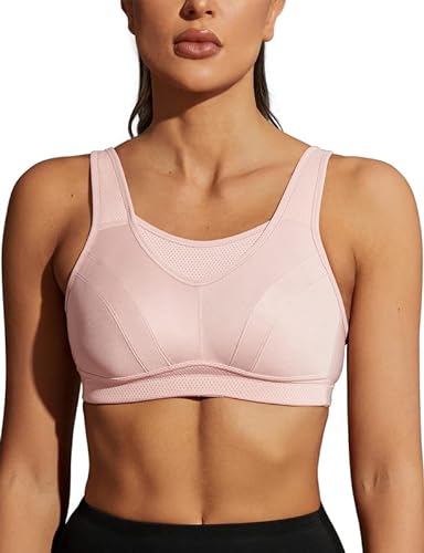 Wingslove Damen Sport BH ohne Bügel Nicht Gepolstert High Impact Bustier Halt Joggen BH(Rosa，42C/95C) von Wingslove