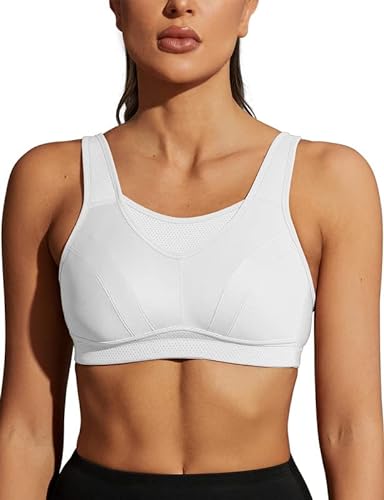 Wingslove Damen Sport BH ohne Bügel Nicht Gepolstert High Impact Bustier Halt Joggen BH(White,110C) von Wingslove