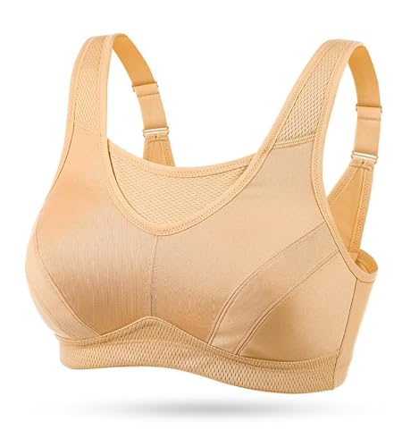 Wingslove Damen Sport BH ohne Bügel Nicht Gepolstert High Impact Bustier Halt Joggen BH (Creme Beige, 95E Wingslove Damen Sport BH ohne Bügel Nicht Gepolstert High Impact Bustier Halt Joggen BH (Creme Beige, 95E von Wingslove