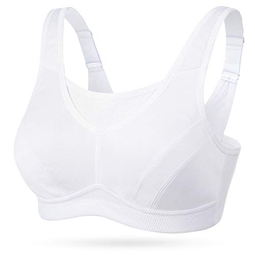 Wingslove Damen Sport BH ohne Bügel Nicht Gepolstert High Impact Bustier Halt Joggen BH （Weiß 44D） von Wingslove