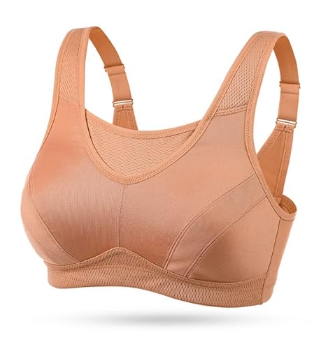 Wingslove Damen Starker Halt Sport BH Große Brüste Ohne Bügel Breite Träger Bustier Lauf Joggen Bra (Orange 110C) von Wingslove