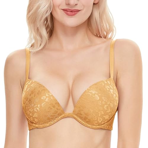 Wingslove Damen Super Push Up BH mit Bügel Extrem Gepolstert Maximizer für Kleine Brüste（Golden 75B） von Wingslove