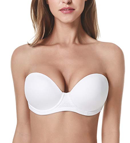 Wingslove Damen Trägerloser BH Vollschalen Bügel BH - Weiß 38F von Wingslove