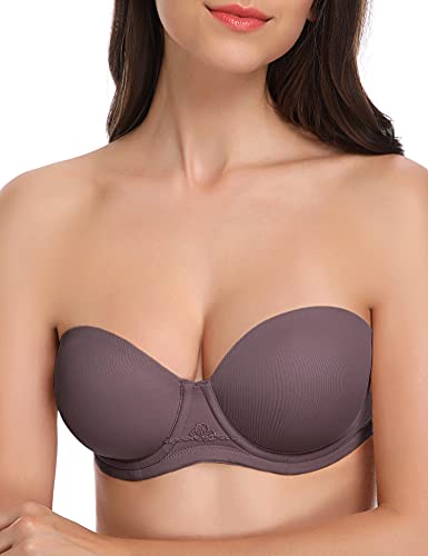 Wingslove Damen Trägerloser BH Große Größe Abnehmbare Träger mit Bügel Multiway BH Roter Teppich(Vintage Lila,32DD) von Wingslove