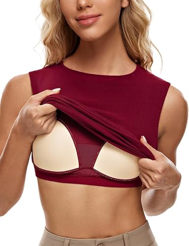 Wingslove Damen Unterhemd mit Regal-BH BH-Hemd Tank Top mit Integriertem BH ohne Bügel Gepolstert Elastisch Komfort Alltag Weinrot XL Wingslove Damen Unterhemd mit Regal-BH BH-Hemd Tank Top mit Integriertem BH ohne Bügel Gepolstert Elastisch Komfort Alltag Weinrot XL von Wingslove