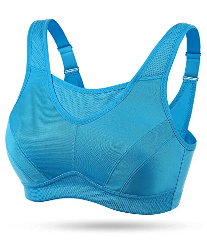 Wingslove Damen Sport BH ohne Bügel Nicht Gepolstert High Impact Bustier Halt Joggen BH （Blau 48C） von Wingslove