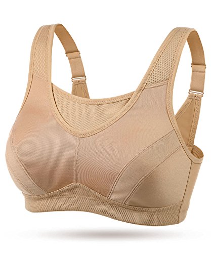 Wingslove Damen Sport BH ohne Bügel Nicht Gepolstert High Impact Bustier Halt Joggen BH （Nackt 34D） von Wingslove