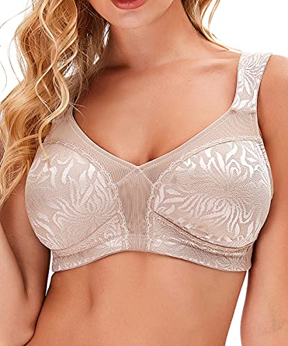 Wingslove Damen Wireless Minimizer BH Plus Size Nicht Gepolstert Soft Full Figure Bra - Braun - 90G von Wingslove