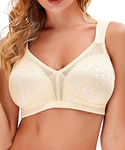 Wingslove Damen Wireless Minimizer BH Plus Size Nicht Padded Soft Full Figure BH, Hautfarben, 85G von Wingslove