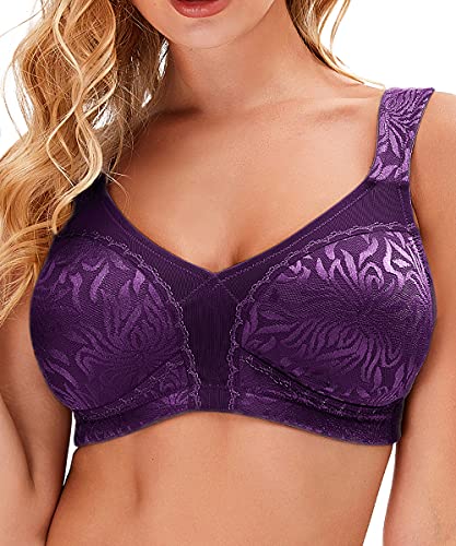 Wingslove Damen Wireless Minimizer BH Plus Size Nicht Padded Soft Full Figure BH, Violett, 95G Wingslove Damen Wireless Minimizer BH Plus Size Nicht Padded Soft Full Figure BH, Violett, 95G von Wingslove