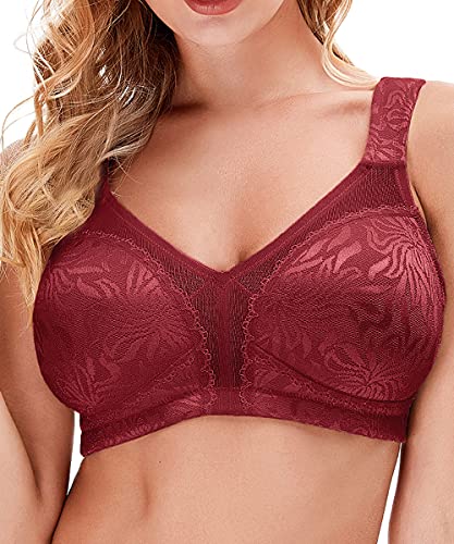 Wingslove Damen Wireless Minimizer BH Plus Size Nicht Padded Soft Full Figure BH, weinrot, 90E von Wingslove