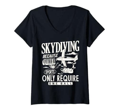 Damen Cool Skydiving Art Skydive Fallschirmspringer Fallschirmspringer und Gleitschirm T-Shirt mit V-Ausschnitt Damen Cool Skydiving Art Skydive Fallschirmspringer Fallschirmspringer und Gleitschirm T-Shirt mit V-Ausschnitt von Wingsuit coach and Skydiving Sports gifts