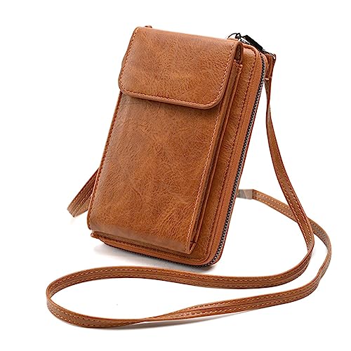 Winhappyhome Damen Geldbörse Umhängetasche mit abnehmbarem Gurt Multifunktionale Handytasche Stilvolle und vielseitige Damen Geldbörse Crossbody Tasche, Braun, Casual von Winhappyhome