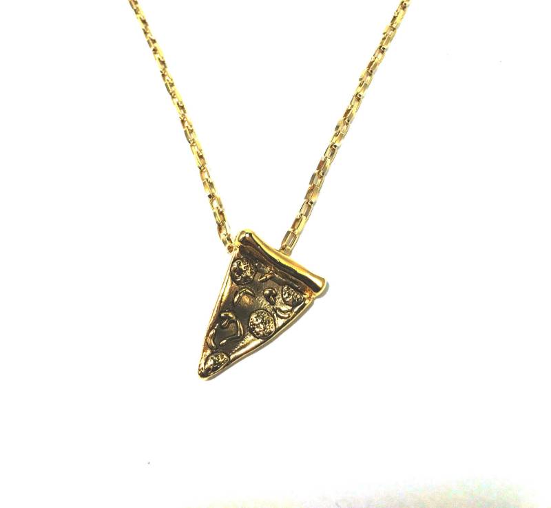 Gold Pizza Halskette Auf 20" Oder 30" Kette Gold Pizza Halskette Auf 20" Oder 30" Kette von WinifredJewelry