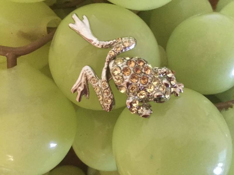 Vintage Strass Frosch Brosche Mit Beweglichen Beinen Und Kristall Bernstein Vintage Strass Frosch Brosche Mit Beweglichen Beinen Und Kristall Bernstein von WinkiesTreasures