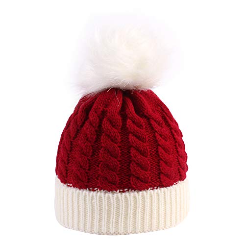 Baby-Strickmütze, Winter, warm, Weihnachtsmütze, Kleinkind, Kinder, Beanie-Mütze, Skimütze, rot / weiß, Einheitsgröße von Winmany