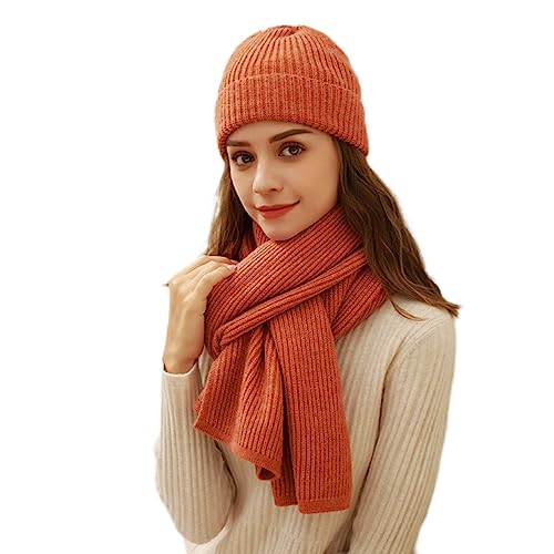 Damen Winter Strickmütze Schal Set Leopard Beanie Mütze Nackenwärmer Skimütze, Orange, EinheitsgröÃŸe von Winmany