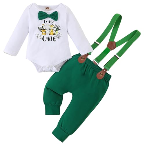 Winmany Baby Jungen 1. Geburtstag Outfit Kleinkind Cake Smash Kleidung Kurzarm Strampler Hosenträger Shorts Erster Geburtstag Kleidung Set von Winmany