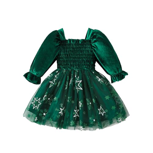 Winmany Baby Mädchen Weihnachten Spitze Rock Kleinkind Langarm Samt Tutu Kleid Weihnachten Prinzessin Hochzeit Outfits von Winmany