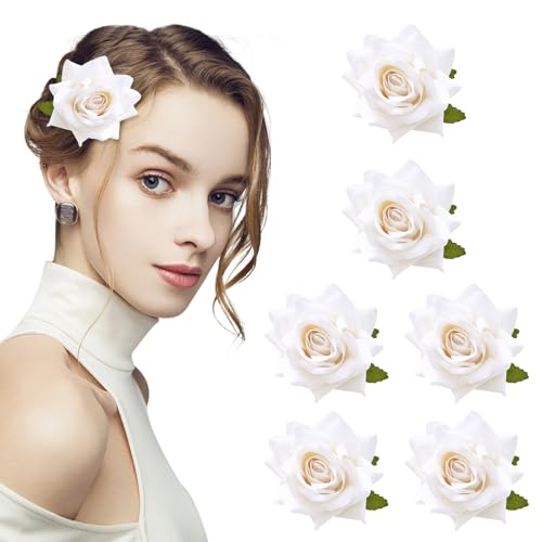 Winmany Haarspangen mit Rosen, für Damen und Mädchen, Blumen-Haarnadel, Brosche, Kopfschmuck, Blumen-Haarschmuck, Dekoration, Hochzeit, Party, Muttertag, Weiß, 6 Stück Winmany Haarspangen mit Rosen, für Damen und Mädchen, Blumen-Haarnadel, Brosche, Kopfschmuck, Blumen-Haarschmuck, Dekoration, Hochzeit, Party, Muttertag, Weiß, 6 Stück von Winmany