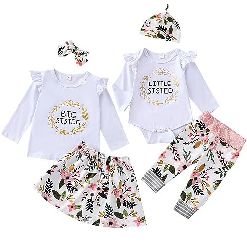 Winmany Kleinkind Baby Mädchen Schwester Matching Outfits Strampler Blumenhose Rockkleid (Lange Ärmel, 1-2 Jahre) von Winmany