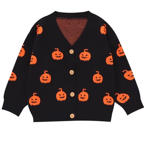 Winmany Kleinkind Mädchen Halloween Kürbis Cardigan Pullover Mädchen Weiche Langarm Herbst Strickoberteile für 1–5 Jahre von Winmany