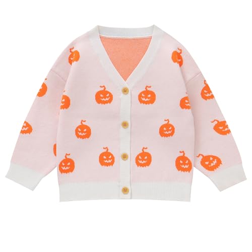Winmany Kleinkind Mädchen Halloween Kürbis Cardigan Pullover Mädchen Weiche Langarm Herbst Strickoberteile für 1–5 Jahre von Winmany