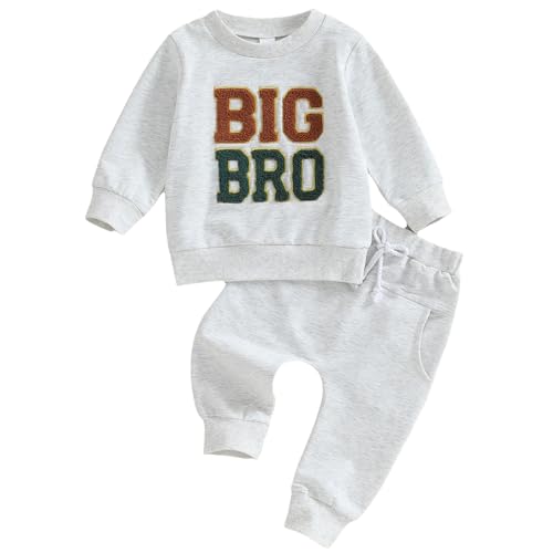 Winmany Passende Outfits für Brüder Big Bro Sweatshirt Hose Set Lil Bro Strampler mit langen Ärmeln Jungen Herbst Winter Frühling Kleidung (2, BIG BRO, 18-24M) von Winmany