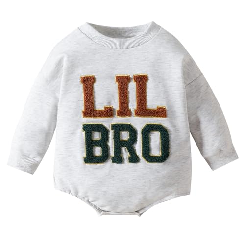 Winmany Passende Outfits für Brüder Big Bro Sweatshirt Hose Set Lil Bro Strampler mit langen Ärmeln Jungen Herbst Winter Frühling Kleidung (2, LIL BRO, 12-18M) von Winmany