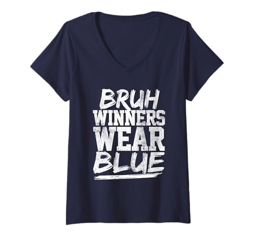 Damen Bruh Winners Wear Blue Funny Sports Fan Team Grafik T-Shirt mit V-Ausschnitt Damen Bruh Winners Wear Blue Funny Sports Fan Team Grafik T-Shirt mit V-Ausschnitt von Winners Wear Blue Apparel Game Day Design