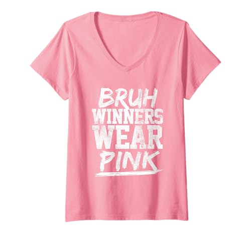 Damen Bruh Winners Wear Pink Funny Sports Fan Team Grafik T-Shirt mit V-Ausschnitt Damen Bruh Winners Wear Pink Funny Sports Fan Team Grafik T-Shirt mit V-Ausschnitt von Winners Wear Pink Apparel Game Day Design