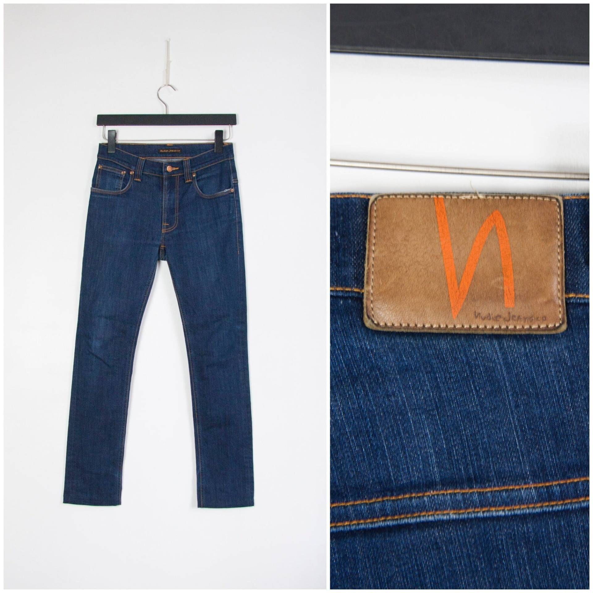 Nudie Jeans Damen Xs Skinny Vintage Stretch Bio-Baumwolle Größe Y2K Marineblau von WinnersVintage