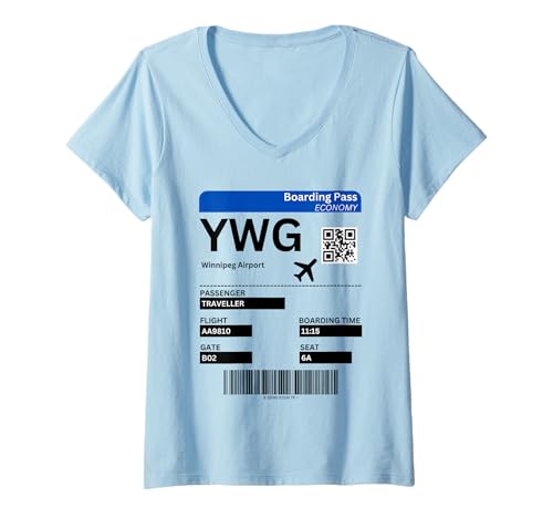 Damen Boarding Pass Winnipeg Design Urlaub Reise Kanada T-Shirt mit V-Ausschnitt Damen Boarding Pass Winnipeg Design Urlaub Reise Kanada T-Shirt mit V-Ausschnitt von Winnipeg Kanada Urlaub Bekleidung & Geschenkidee