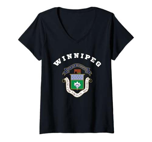 Damen Winnipeg Wappen-Flagge, Nationalstolz, Geschenk, Souvenir T-Shirt mit V-Ausschnitt Damen Winnipeg Wappen-Flagge, Nationalstolz, Geschenk, Souvenir T-Shirt mit V-Ausschnitt von Winnipeg National Pride commonwealth Canada austr
