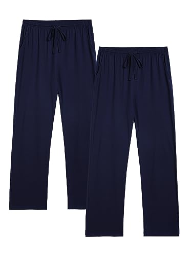 Winovia 2er-Pack Schlafanzughose Herren Lang Leichte Pyjamahose aus Baumwolle Loungewear Hosen Schlafhose Freizeithose mit Elastischer Bund und Gerade Geschnitten Dunkelblau+Dunkelblau XXL Winovia 2er-Pack Schlafanzughose Herren Lang Leichte Pyjamahose aus Baumwolle Loungewear Hosen Schlafhose Freizeithose mit Elastischer Bund und Gerade Geschnitten Dunkelblau+Dunkelblau XXL von Winovia