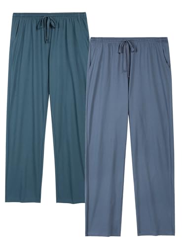 Winovia 2er-Pack Schlafanzughose Herren Lang Leichte Pyjamahose aus Baumwolle Loungewear Hosen Schlafhose Freizeithose mit Elastischer Bund und Gerade Geschnitten Dunkelblau-Grau+Dunkelgrün S Winovia 2er-Pack Schlafanzughose Herren Lang Leichte Pyjamahose aus Baumwolle Loungewear Hosen Schlafhose Freizeithose mit Elastischer Bund und Gerade Geschnitten Dunkelblau-Grau+Dunkelgrün S von Winovia