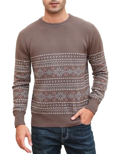 Winovia Herren Strickpullover Winterpullover Rundkragen Longsleeve Sweater Freizeit Männer Pullover Winter Warm Oberteile Männer Pulli für Weihnachten Koffein L von Winovia