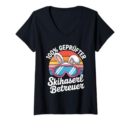 Damen 100 Prozent Geprüfter Skihaserl Betreuer T-Shirt mit V-Ausschnitt Damen 100 Prozent Geprüfter Skihaserl Betreuer T-Shirt mit V-Ausschnitt von Winter Abenteuer Skihaserl Betreuung