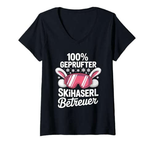 Damen 100 Prozent Geprüfter Skihaserl Betreuer T-Shirt mit V-Ausschnitt Damen 100 Prozent Geprüfter Skihaserl Betreuer T-Shirt mit V-Ausschnitt von Winter Abenteuer Skihaserl Betreuung