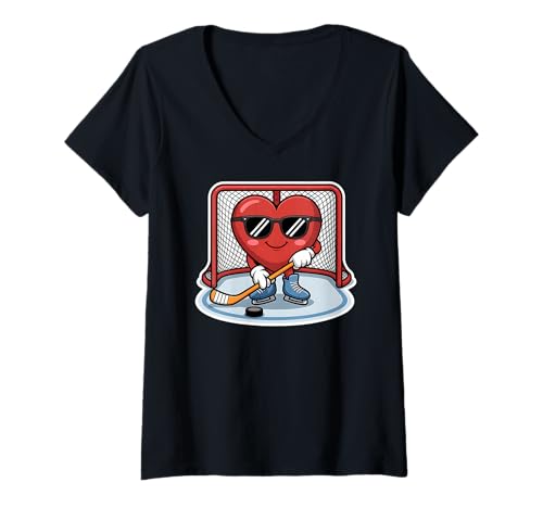 Damen Eishockey Love Winterhockey T-Shirt mit V-Ausschnitt Damen Eishockey Love Winterhockey T-Shirt mit V-Ausschnitt von Winter Ice Hockey Fan Ice Hockey Player