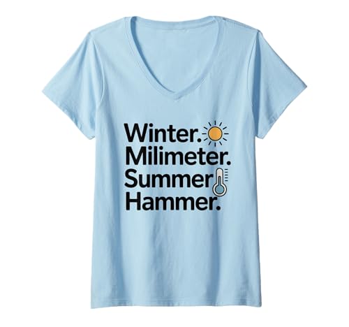 Damen Winter Millimeter Sommerhammer lustige Männer T-Shirt mit V-Ausschnitt Damen Winter Millimeter Sommerhammer lustige Männer T-Shirt mit V-Ausschnitt von Winter Millimeter Sommerhammer lustige Designs