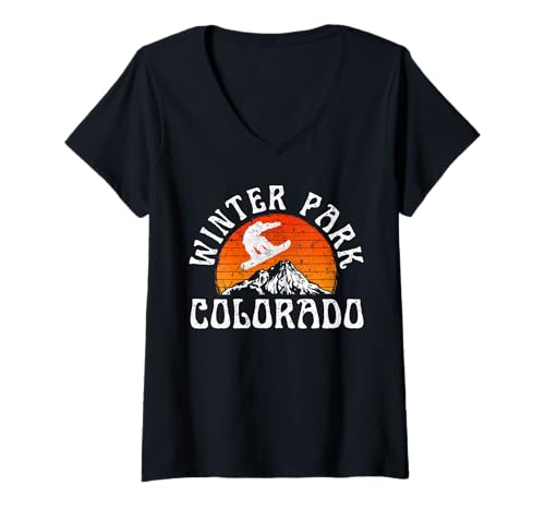 Damen Winterpark Colorado T-Shirt mit V-Ausschnitt Damen Winterpark Colorado T-Shirt mit V-Ausschnitt von Winter Park Colorado Outdoor Vintage USA