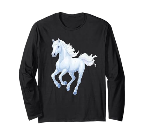 Pferd mit Schneeflocken Reiterin Pferde Mädchen Langarmshirt von Winter Reiten Schnee Pferdemotiv Pferdefan